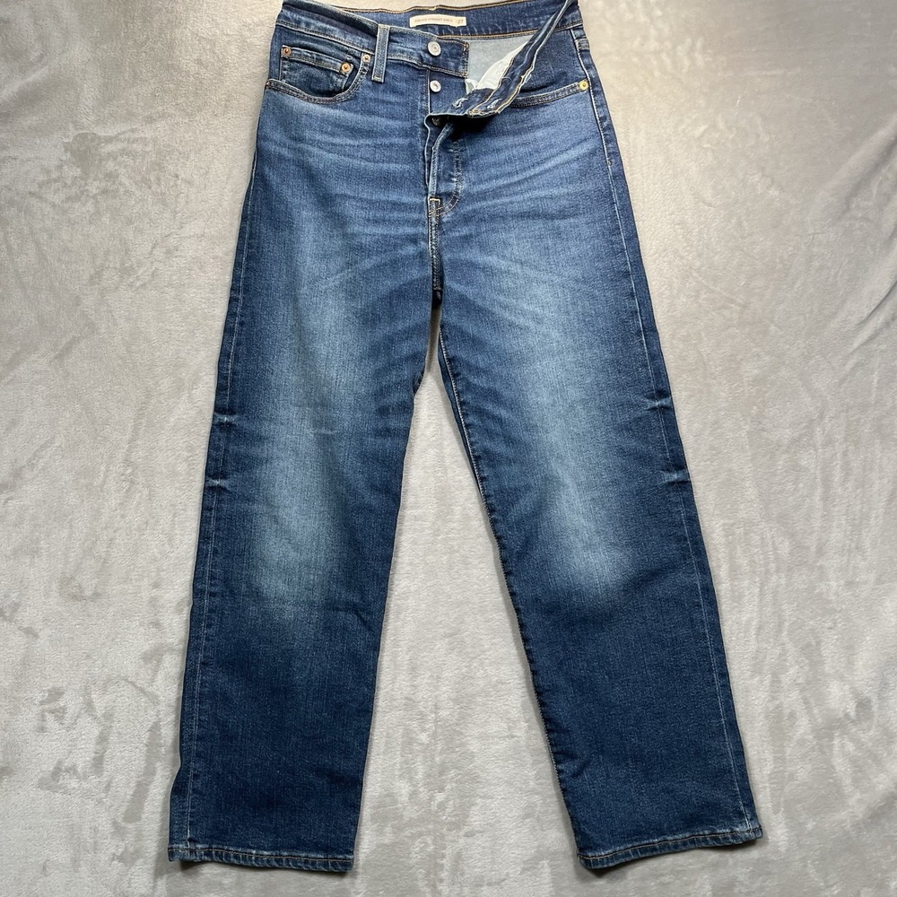 Levis Ribcage Straight Ankle Jeans Womens 27 Blue Denim High Rise Button Fly
